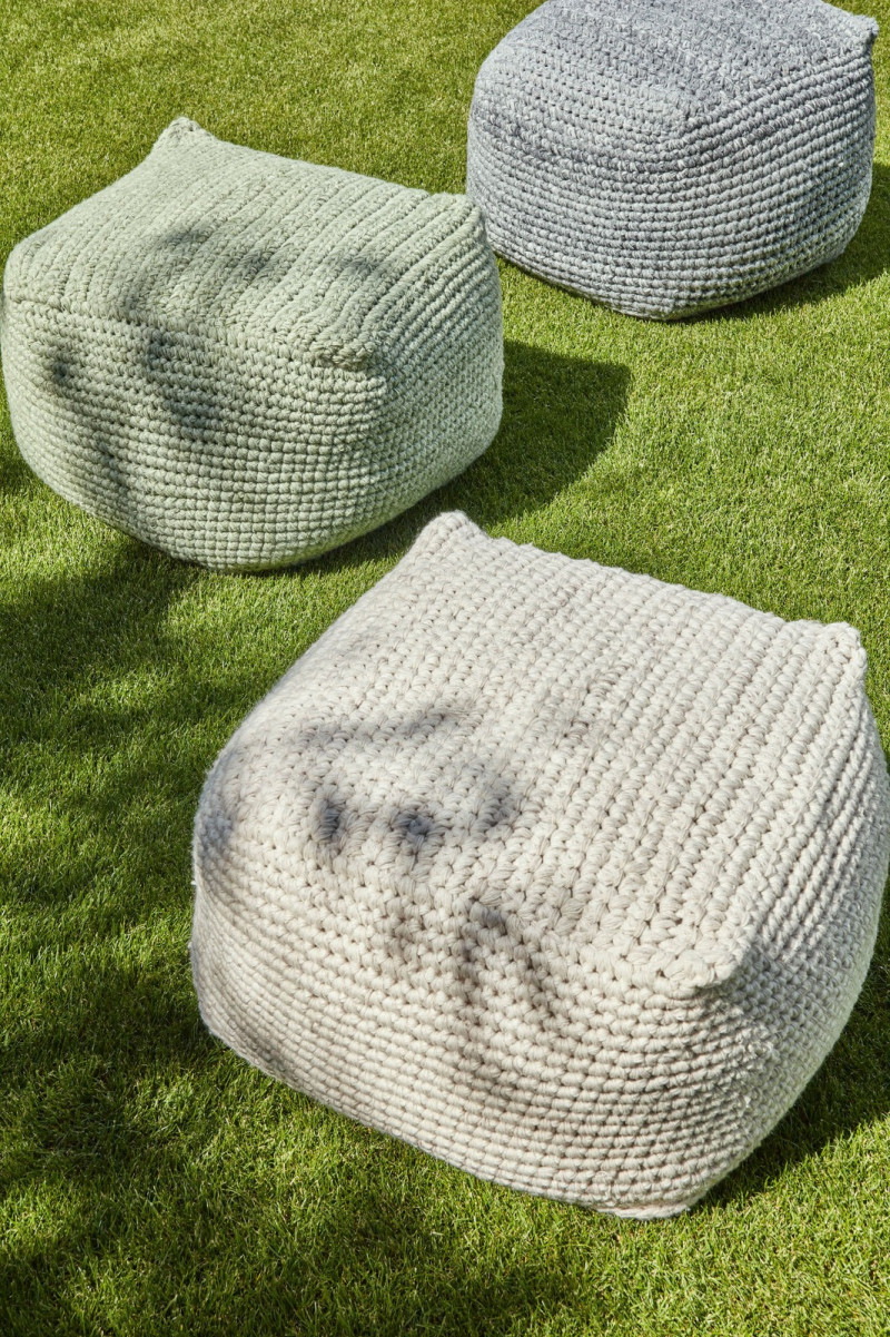 Puf outdoor tricotat, bej