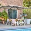 Umbrelă de grădină off-set Palmoli 3x3m, bază granit 80x80cm, Matt Royal Grey | Carbon Light Grey fabric, SUNS