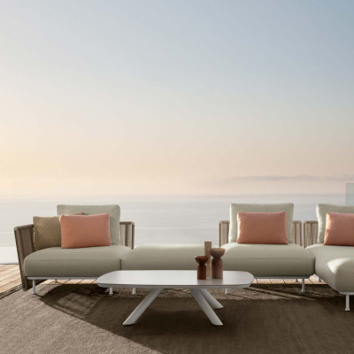 Masă de cafea Coral, Aluminium White - Beige, 120x80cm, Talenti