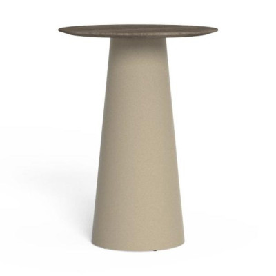 Masă de bar Dolcevita, Aluminium Dove - Silver Grey Teak, 75x103cm, Talenti