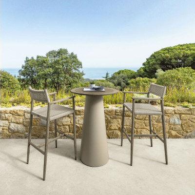 Masă de bar Dolcevita, Aluminium Dove - Silver Grey Teak, 75x103cm, Talenti