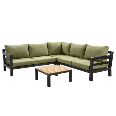 Mobilier terasa Yoi Furniture midori_cornerset_71-453. Conține culorile: Verde, Verde Stuf, Alb, Alb Stridie, Maro, Maro-Negru