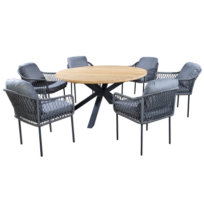 Masă de grădină rotundă Noas, diametru 150 cm, gri închis