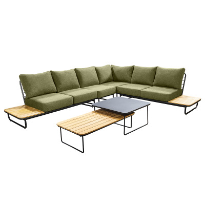Mobilier terasa Yoi Furniture taiyo_cornerset-emerald_green. Conține culorile: Verde, Verde Stuf, Verde, Verde Sticlă, Violet, Violet Semnal