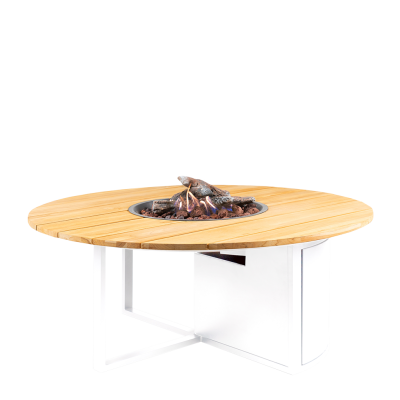 Cosiloft 120 Round Lounge Table White / Teak