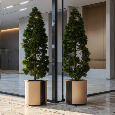Decoratiuni jardiniera_neoround_crem. Conține culorile: