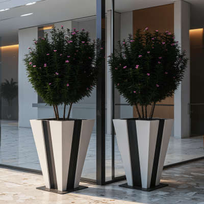 Decoratiuni Graphtec GRPH-jardiniera_scala_alba. Conține culorile: